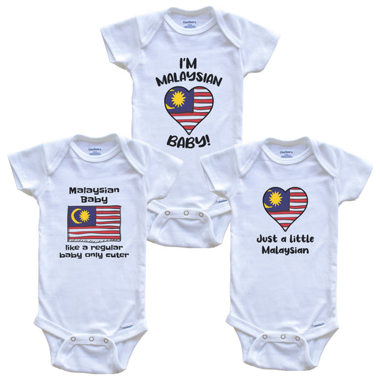 Malaysian Baby Bodysuits Funny Malaysia Flag 3 Piece Gift Set
