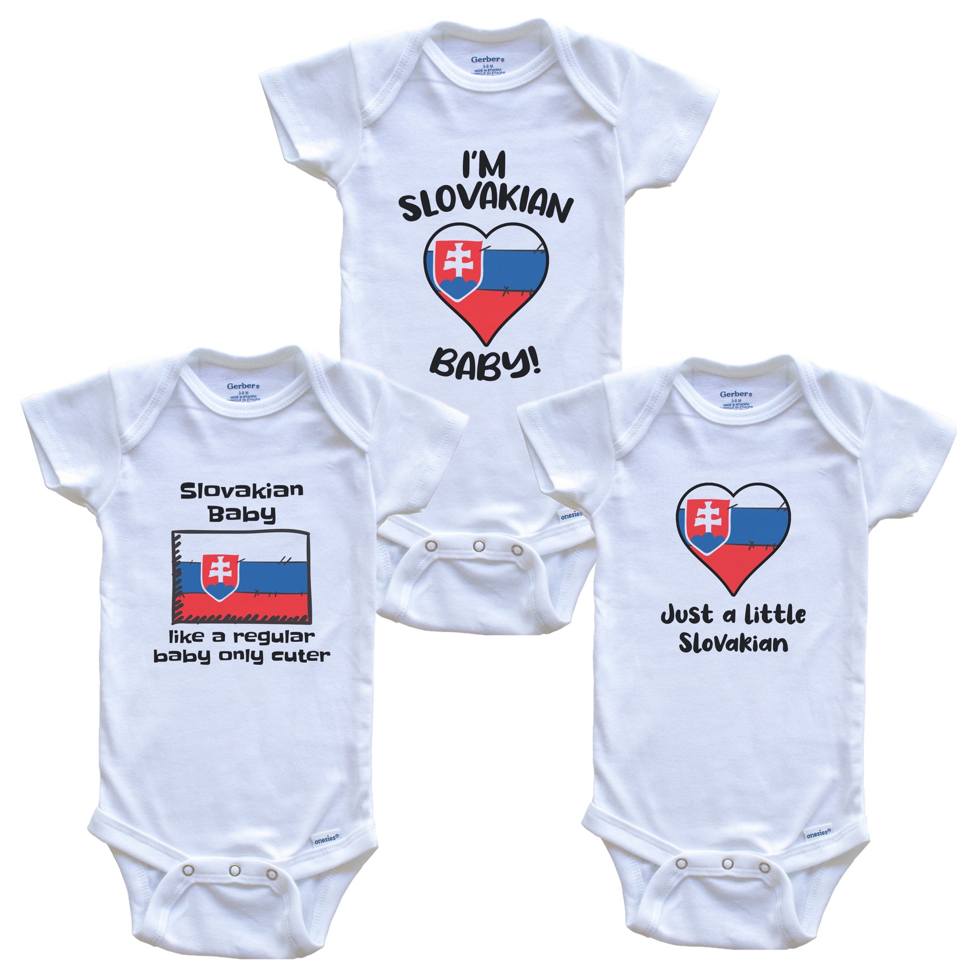 Slovakian Baby Bodysuits Funny Slovakia Flag 3 Piece Gift Set