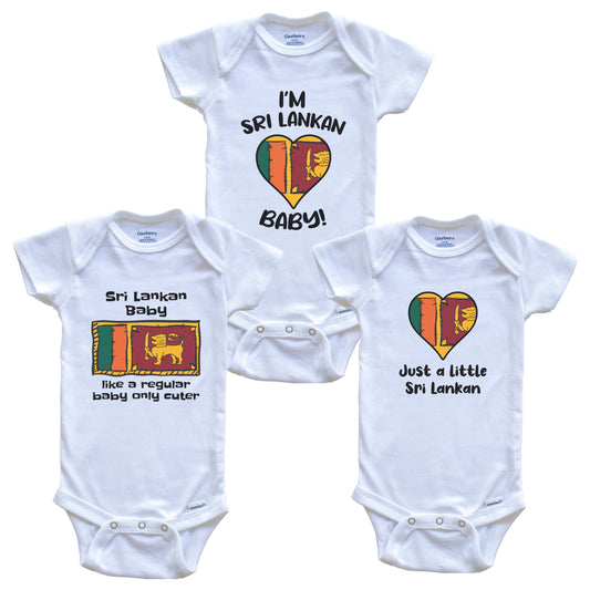 Sri Lankan Baby Bodysuits Funny Sri Lanka Flag 3 Piece Gift Set