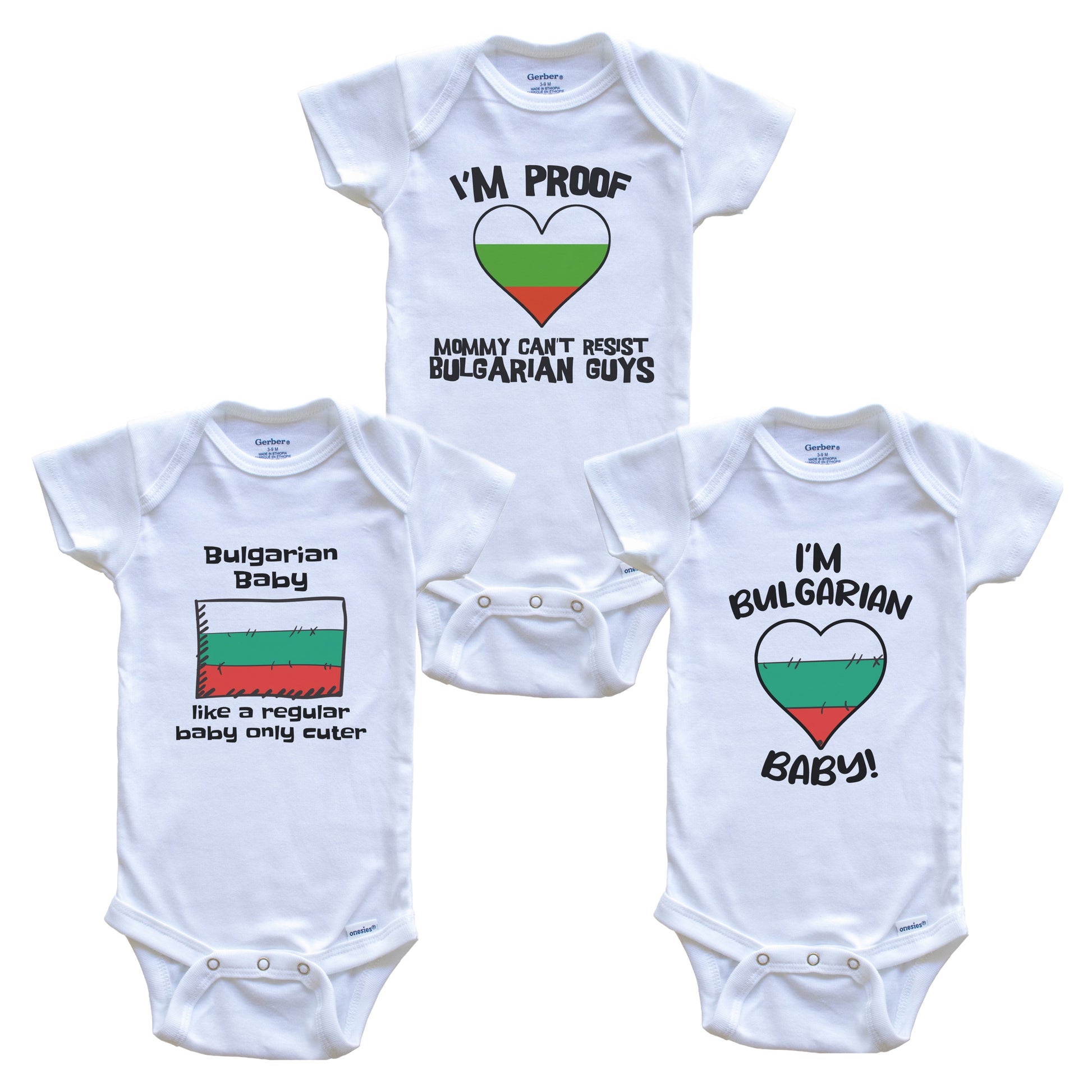 Dad is Bulgarian Baby Bodysuits Funny Bulgaria Flag 3 Piece Gift Set