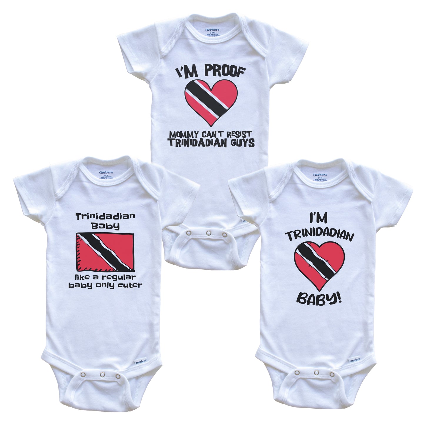 Dad is Trinidadian Baby Bodysuits Funny Trinidad and Tobago Flag 3 Piece Gift Set