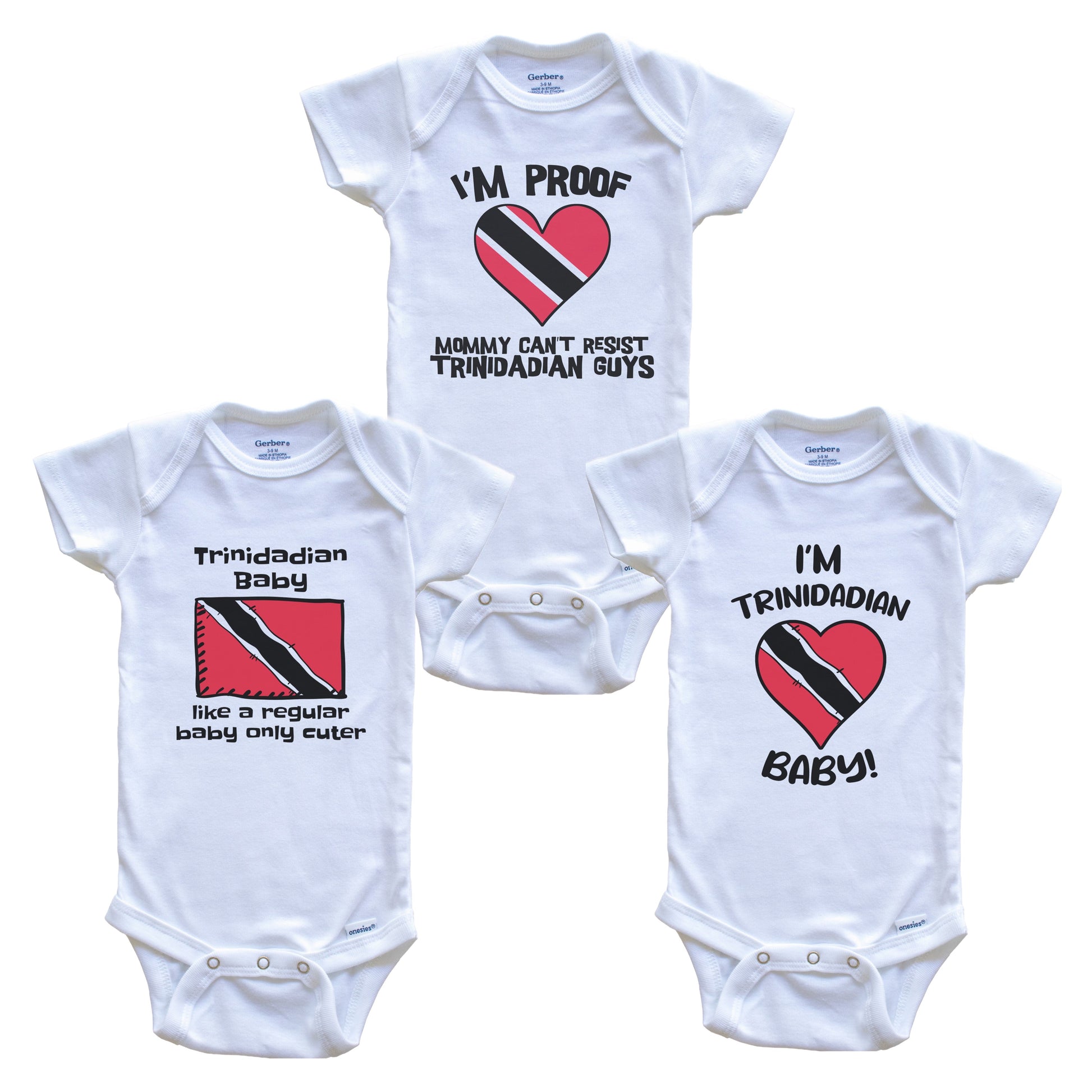 Dad is Trinidadian Baby Bodysuits Funny Trinidad and Tobago Flag 3 Piece Gift Set