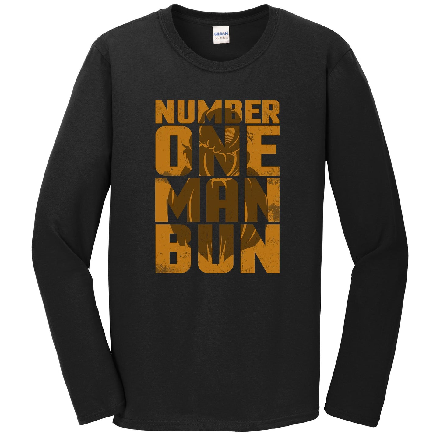 Number One Man Bun Funny Man Bun Long Sleeve T-Shirt