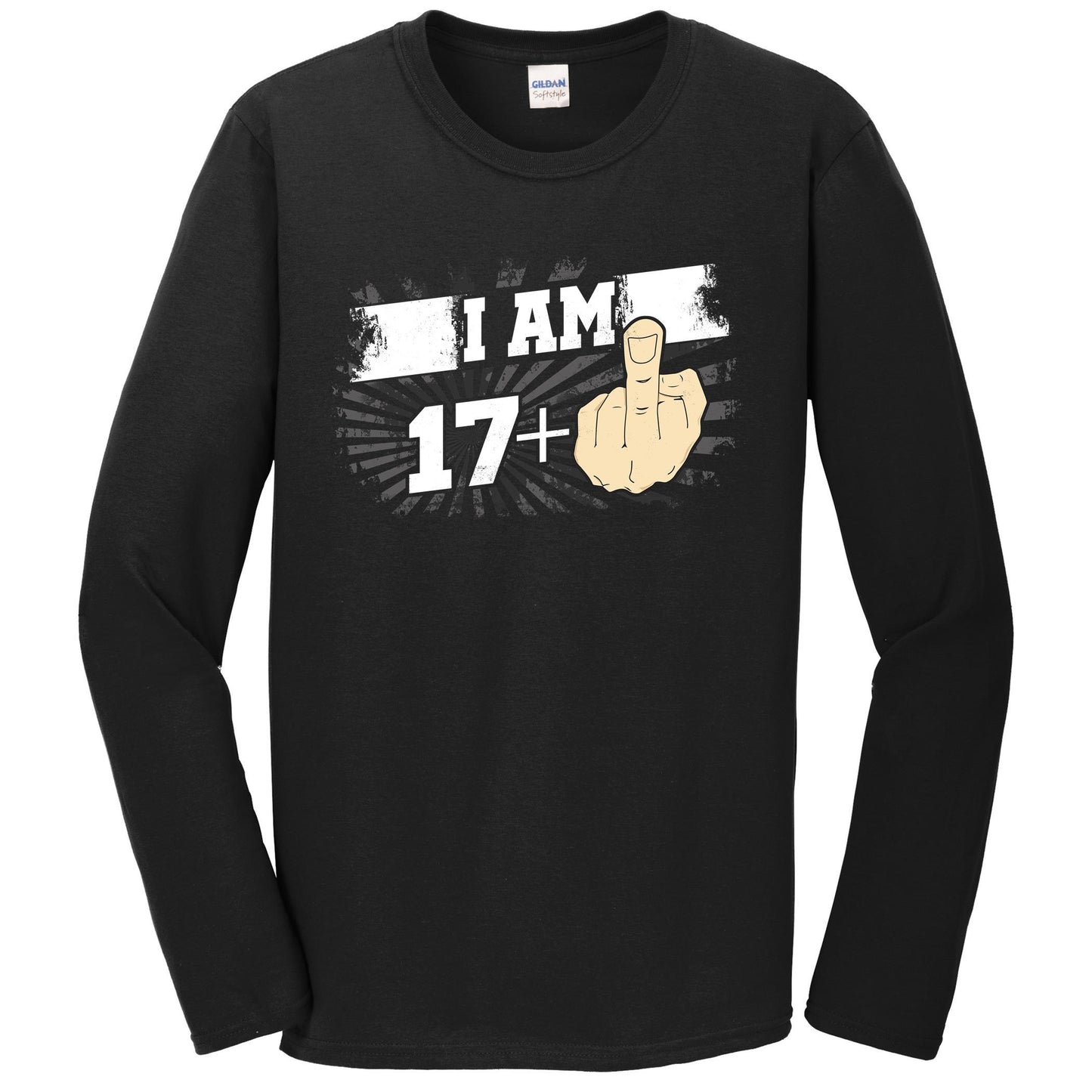 18th Birthday Shirt For Men - I Am 17 Plus Middle Finger 18 Years Old Long Sleeve T-Shirt