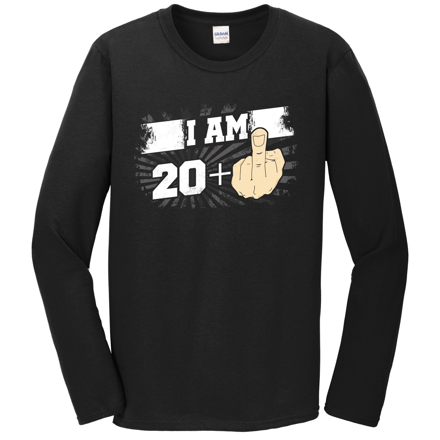 21st Birthday Shirt For Men - I Am 20 Plus Middle Finger 21 Years Old Long Sleeve T-Shirt