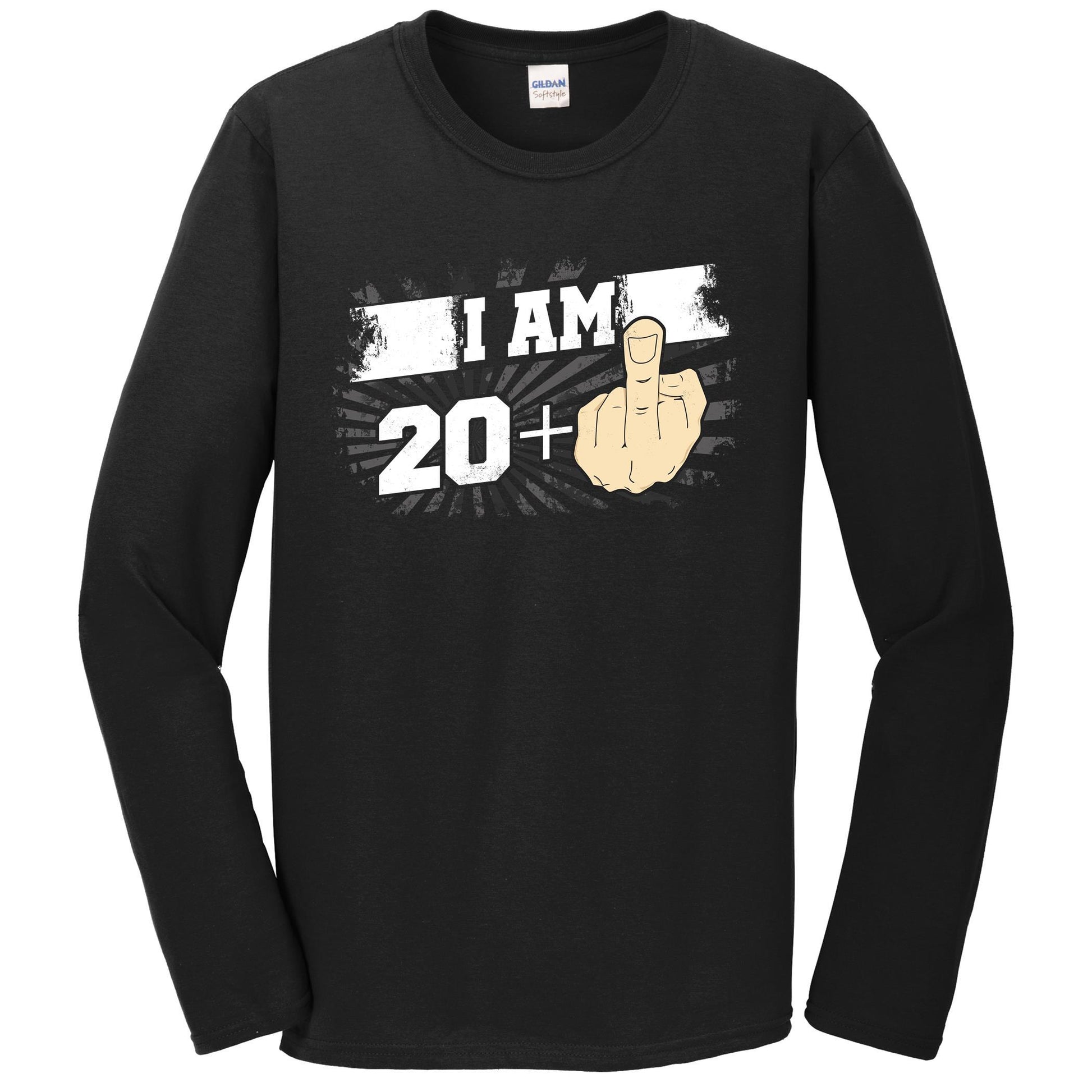 21st Birthday Shirt For Men - I Am 20 Plus Middle Finger 21 Years Old Long Sleeve T-Shirt