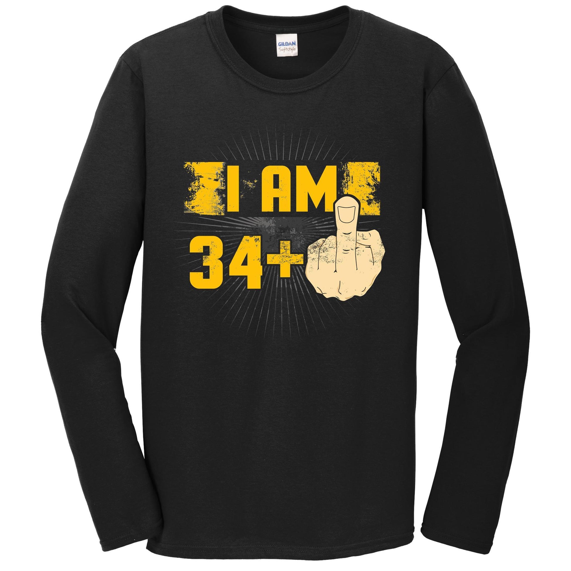 35th Birthday Shirt For Men - I Am 34 Plus Middle Finger 35 Years Old Long Sleeve T-Shirt
