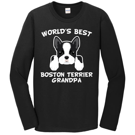 World's Best Boston Terrier Grandpa Dog Granddog Long Sleeve T-Shirt