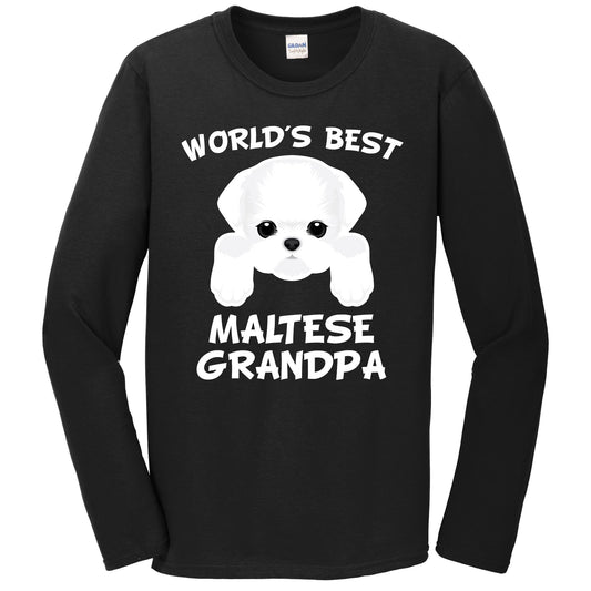 World's Best Maltese Grandpa Dog Granddog Long Sleeve T-Shirt