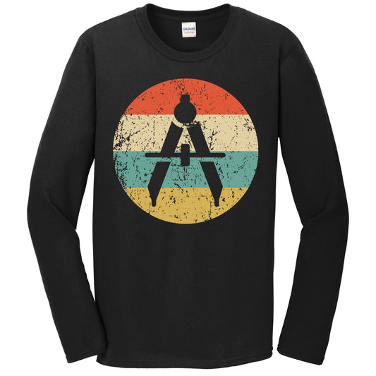 Architect Engineer Shirt - Vintage Retro Compass Long Sleeve T-Shirt