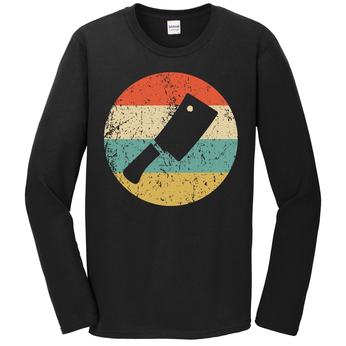 Butcher Shirt - Vintage Retro Meat Cleaver Long Sleeve T-Shirt