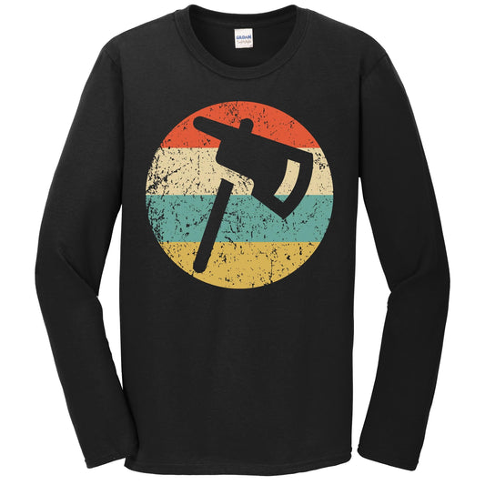 Firefighter Fireman Shirt - Retro Fire Axe Long Sleeve T-Shirt