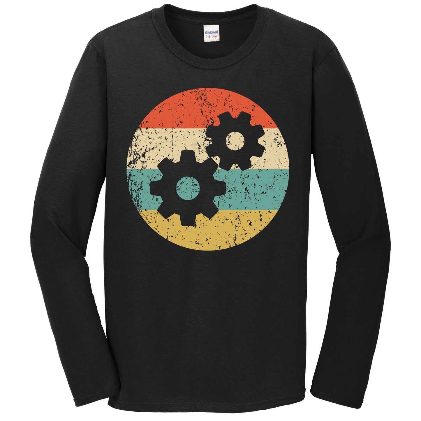 Engineer Shirt - Vintage Retro Gears Long Sleeve T-Shirt