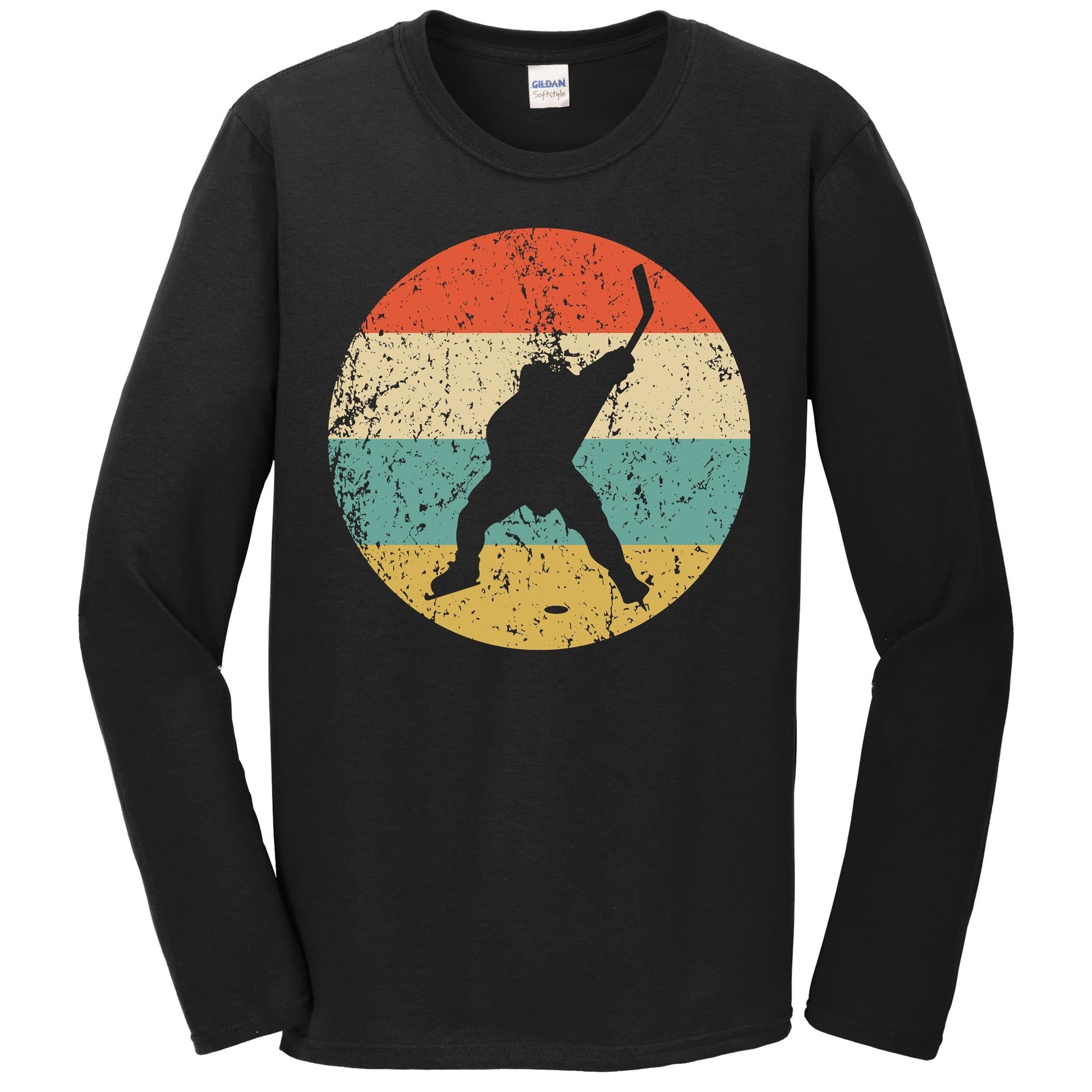 Hockey Shirt - Vintage Retro Hockey Player Long Sleeve T-Shirt