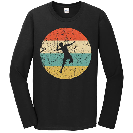 Badminton Shirt - Vintage Retro Badminton Player Long Sleeve T-Shirt