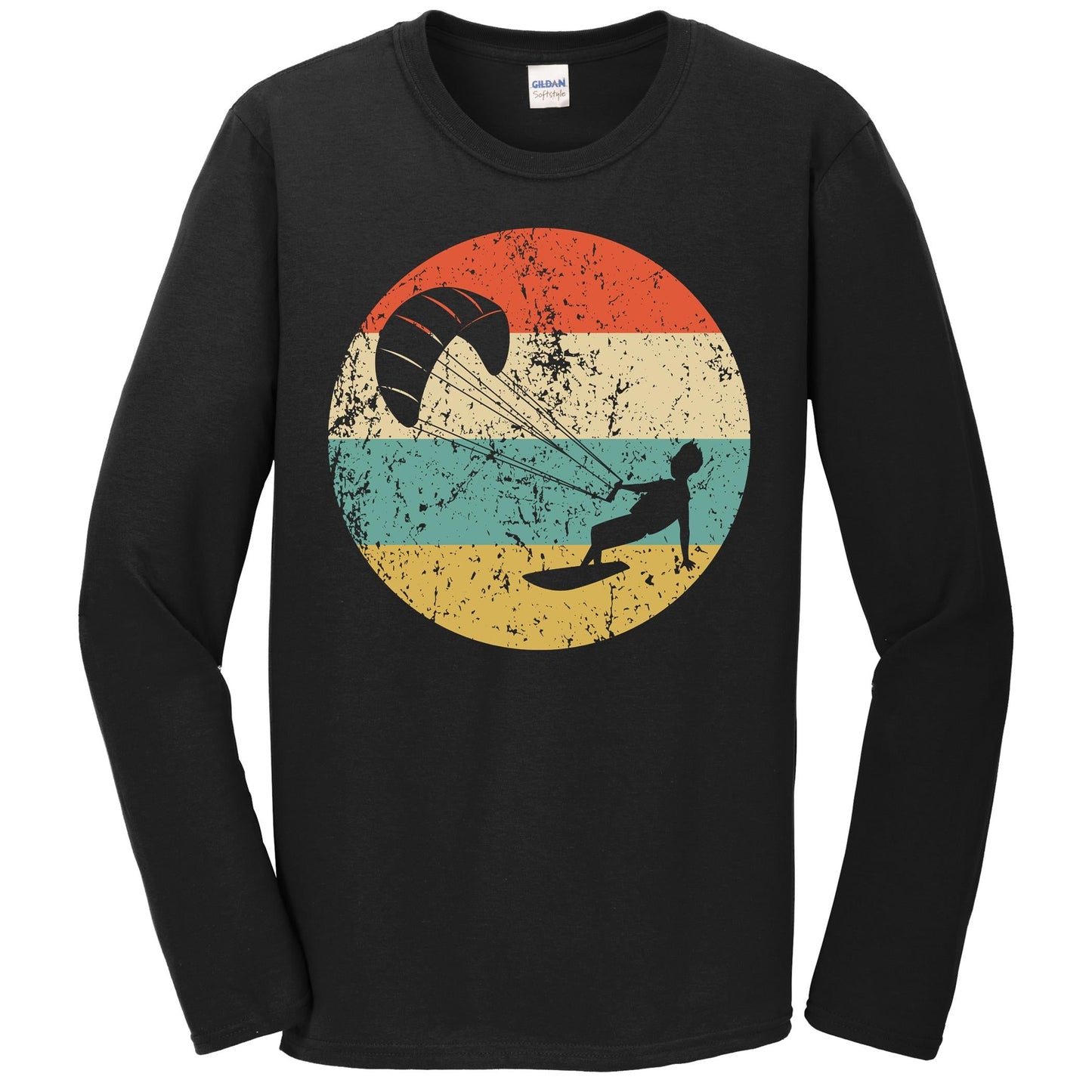 Kite Surfing Shirt - Vintage Retro Kite Surfer Long Sleeve T-Shirt