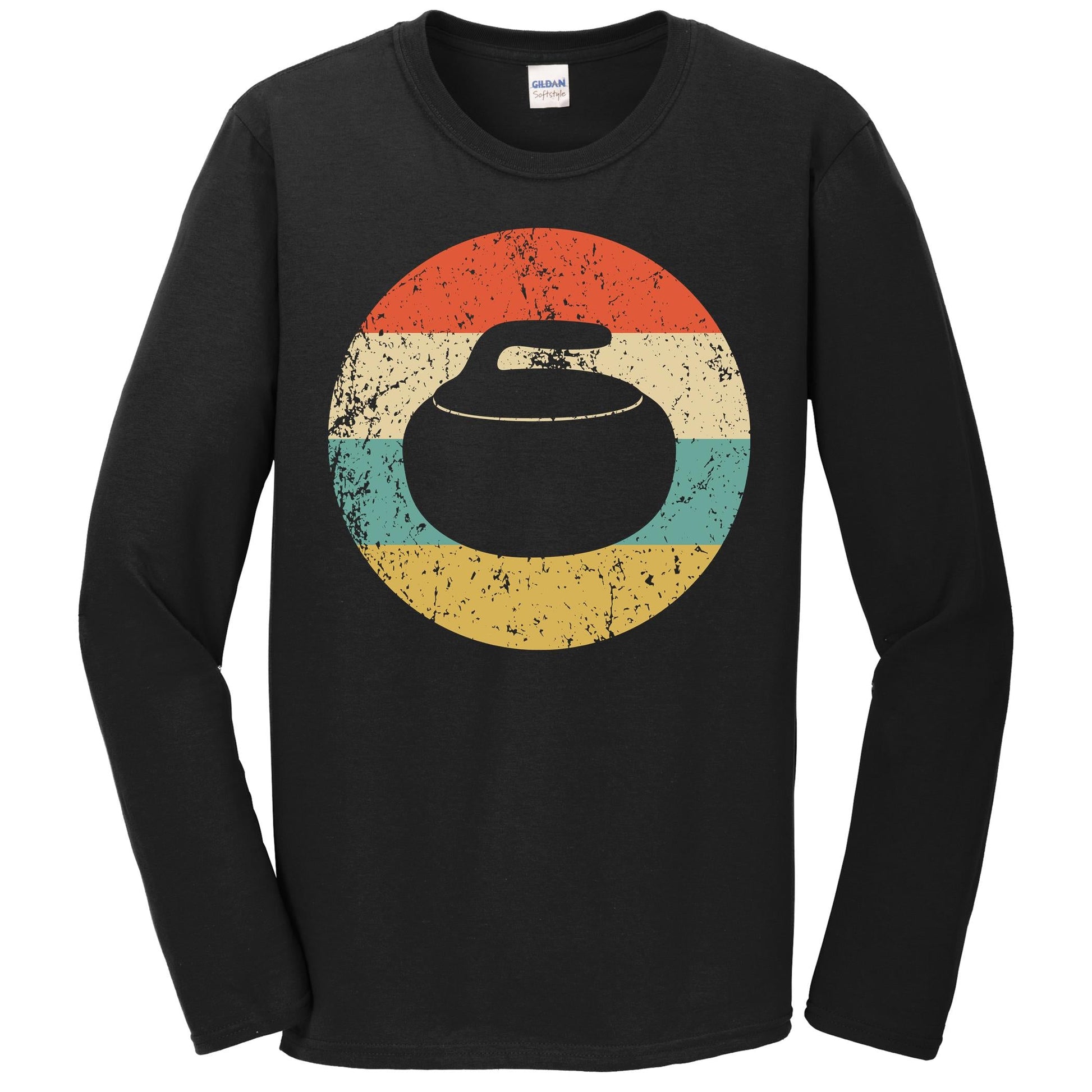 Curling Shirt - Vintage Retro Curling Stone Long Sleeve T-Shirt