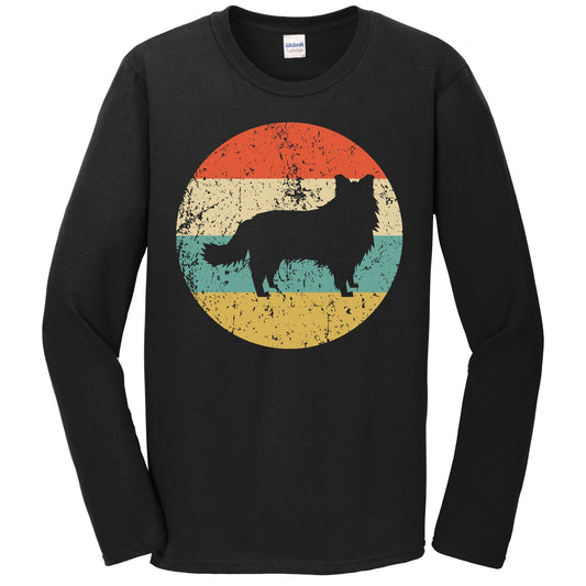 Border Collie Shirt - Vintage Retro Border Collie Dog Long Sleeve T-Shirt