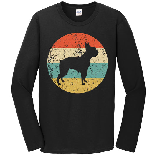 Boston Terrier Shirt - Retro Boston Terrier Dog Long Sleeve T-Shirt
