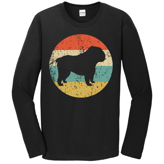 English Bulldog Shirt - Retro English Bulldog Dog Long Sleeve T-Shirt