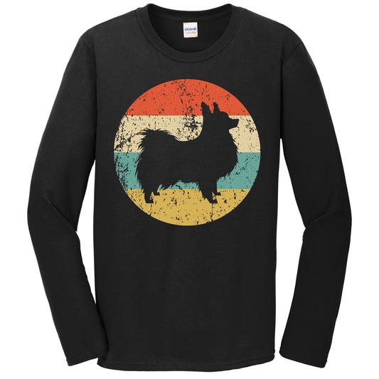 Papillon Shirt - Vintage Retro Papillon Dog Long Sleeve T-Shirt