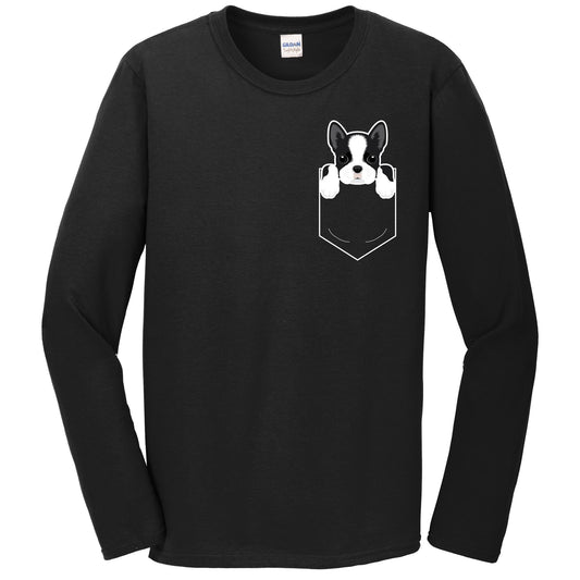 Boston Terrier In My Pocket Cute Dog Owner Long Sleeve T-Shirt