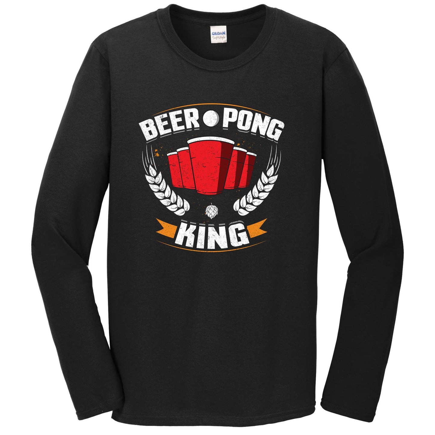 Beer Pong King Funny Drinking Long Sleeve Shirt