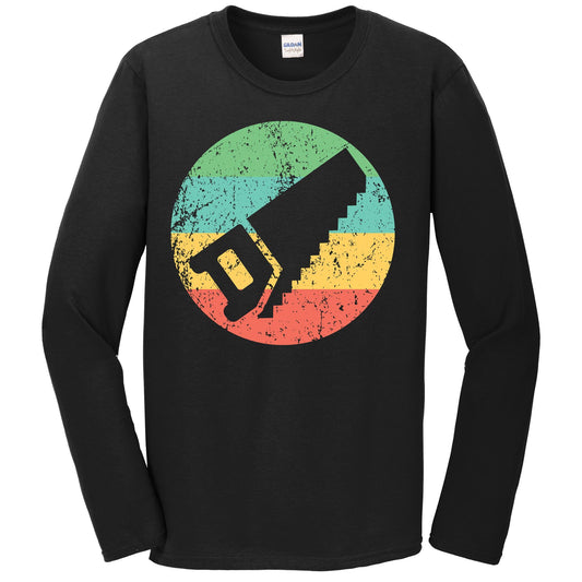 Carpenter Long Sleeve Shirt - Vintage Retro Handsaw T-Shirt