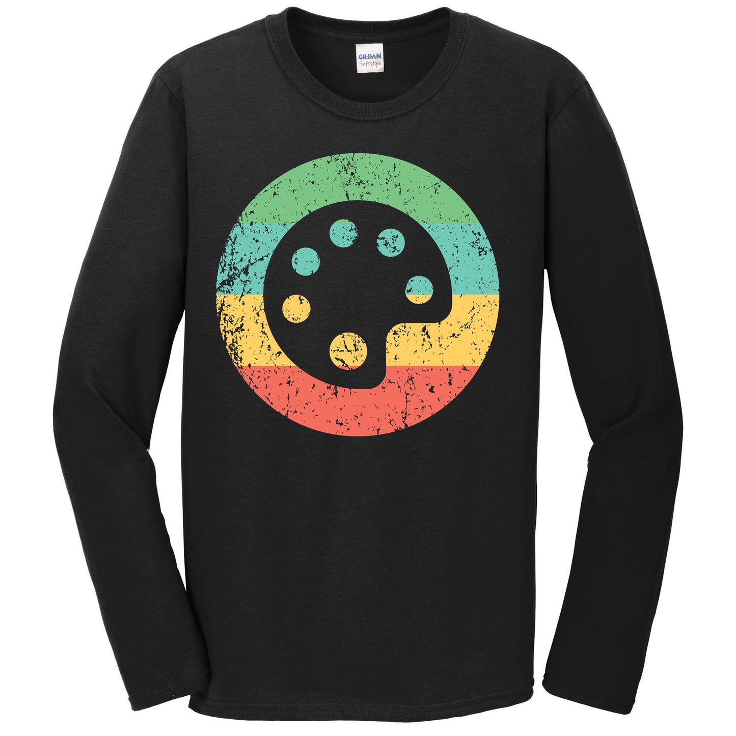 Artist Art Teacher Long Sleeve Shirt - Retro Paint Palette T-Shirt