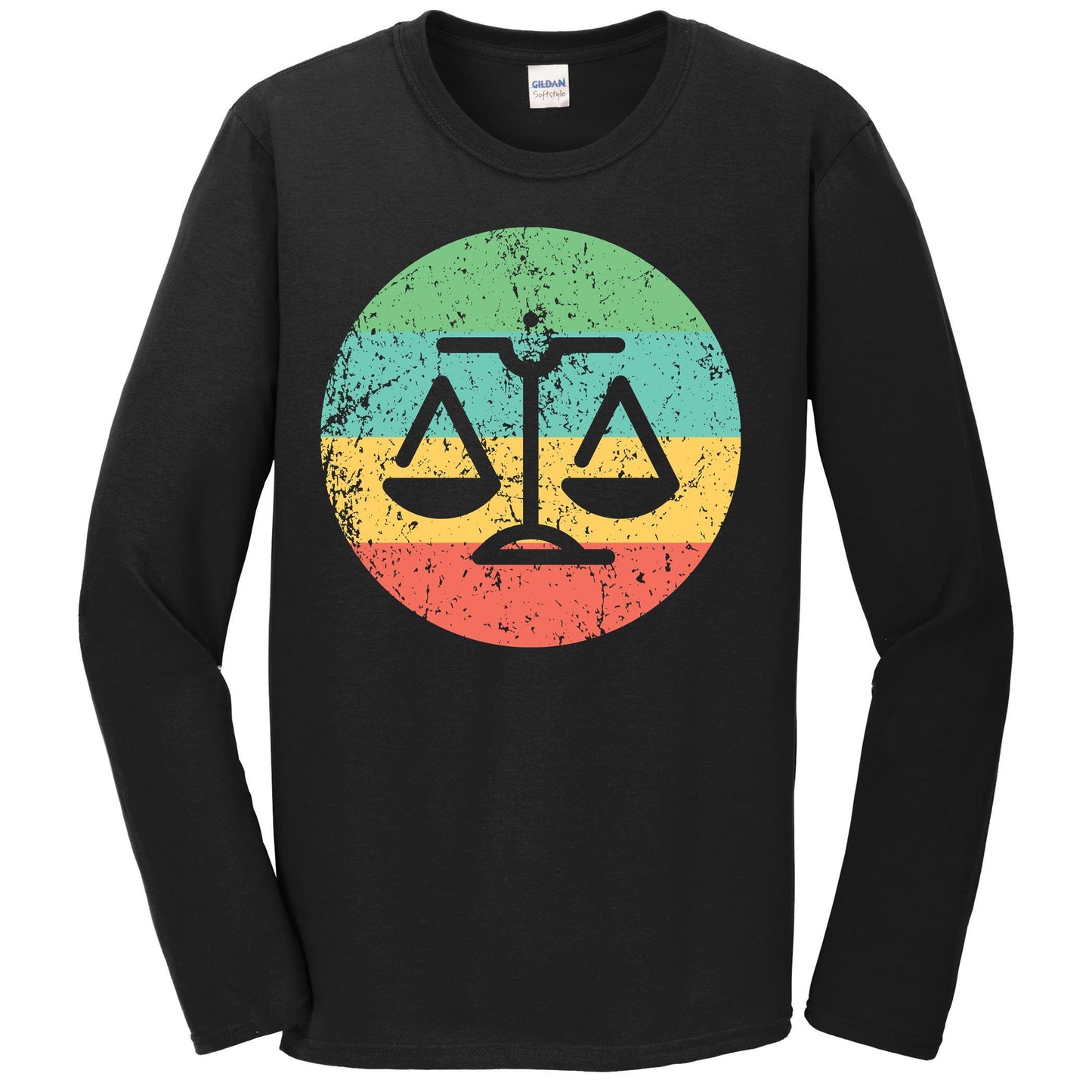 Lawyer Judge Long Sleeve Shirt - Retro Scale of Justice T-Shirt