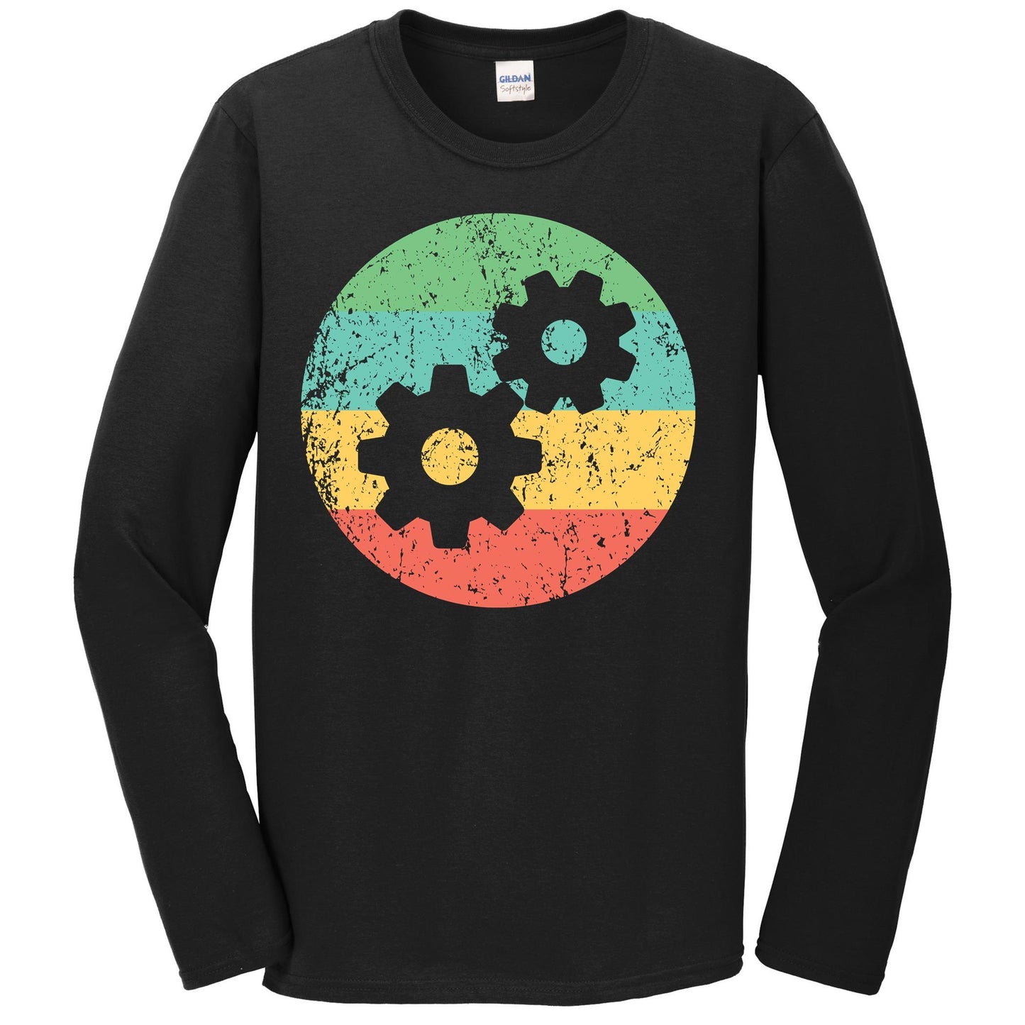 Engineer Long Sleeve Shirt - Vintage Retro Gears T-Shirt