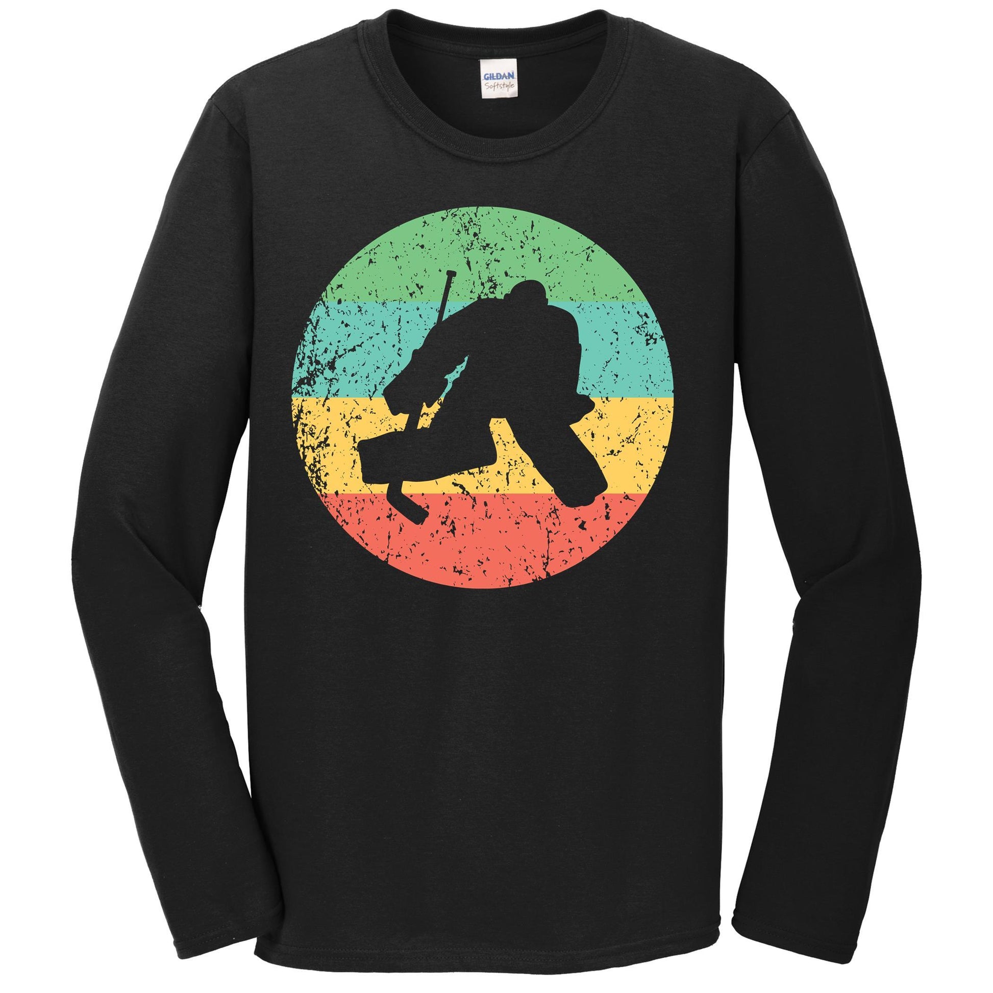 Hockey Long Sleeve Shirt - Vintage Retro Hockey Goalie T-Shirt