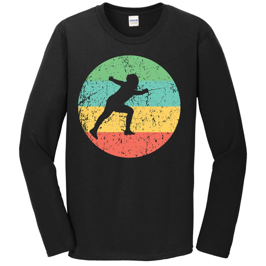 Fencing Long Sleeve Shirt - Vintage Retro Fencer T-Shirt