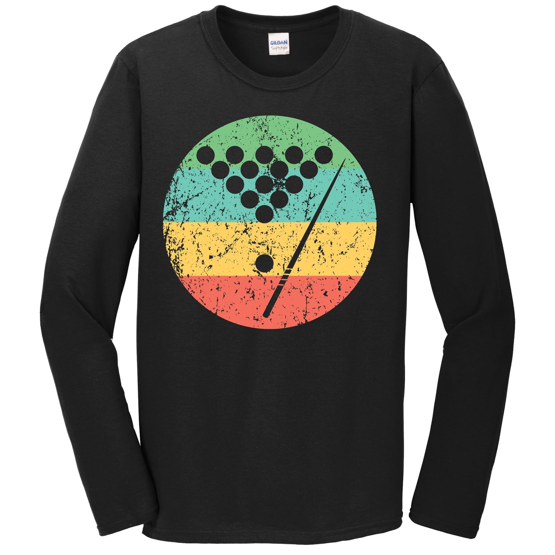 Billiards Long Sleeve Shirt - Vintage Retro Pool T-Shirt