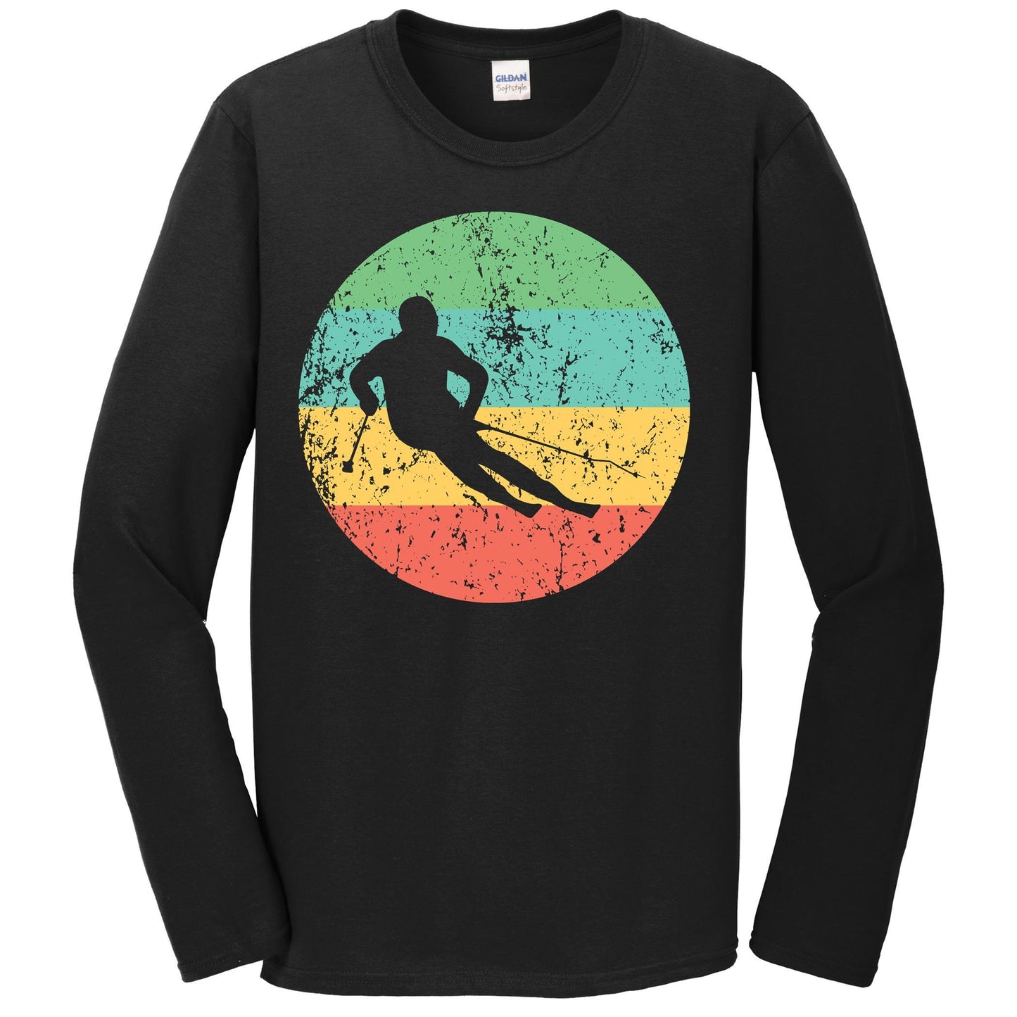 Skiing Long Sleeve Shirt - Vintage Retro Skier T-Shirt