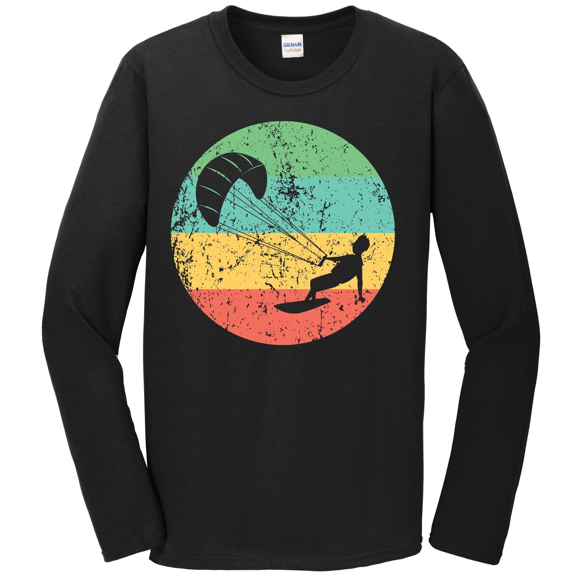 Kite Surfing Long Sleeve Shirt - Vintage Retro Kite Surfer T-Shirt