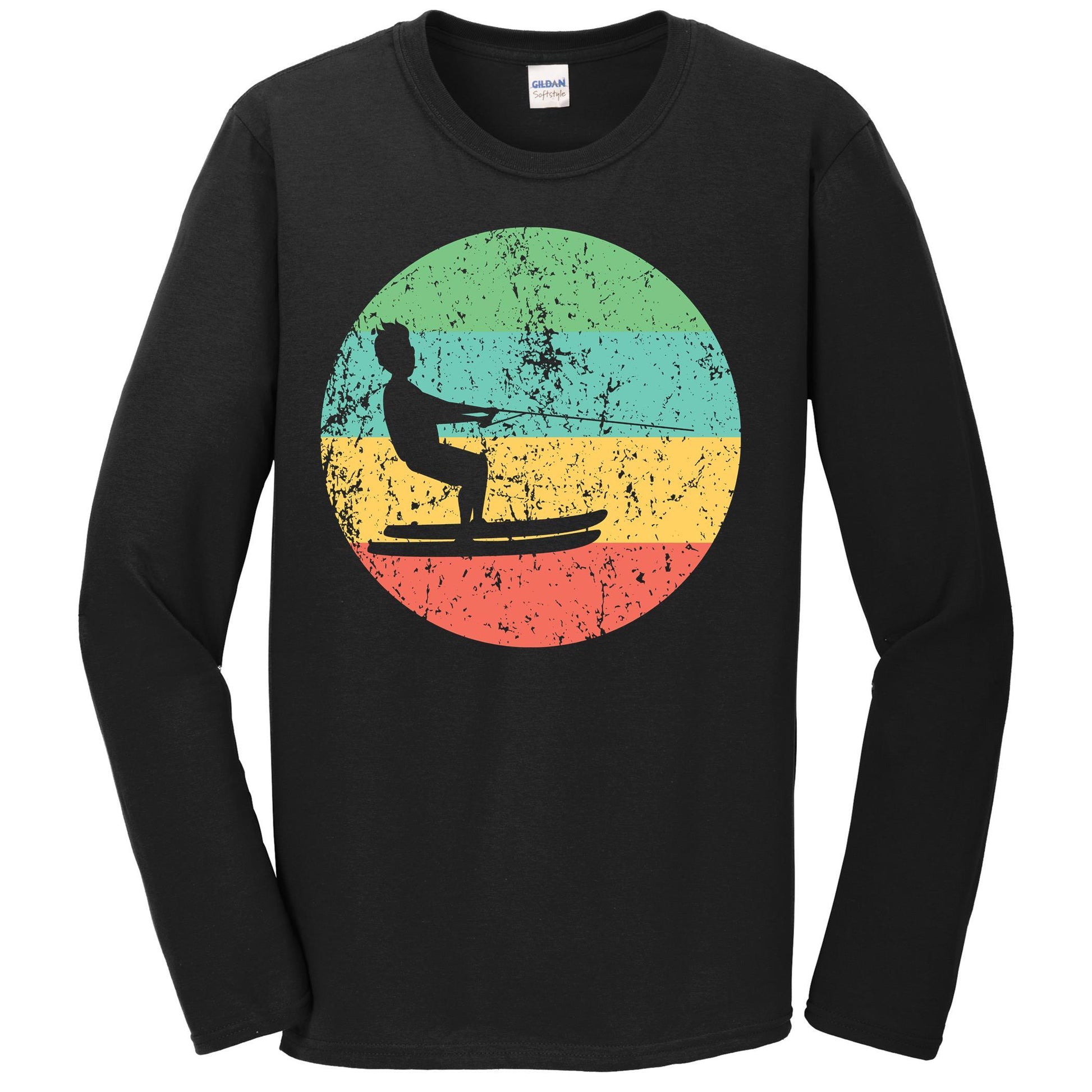 Waterskiing Long Sleeve Shirt - Vintage Retro Waterskiier T-Shirt