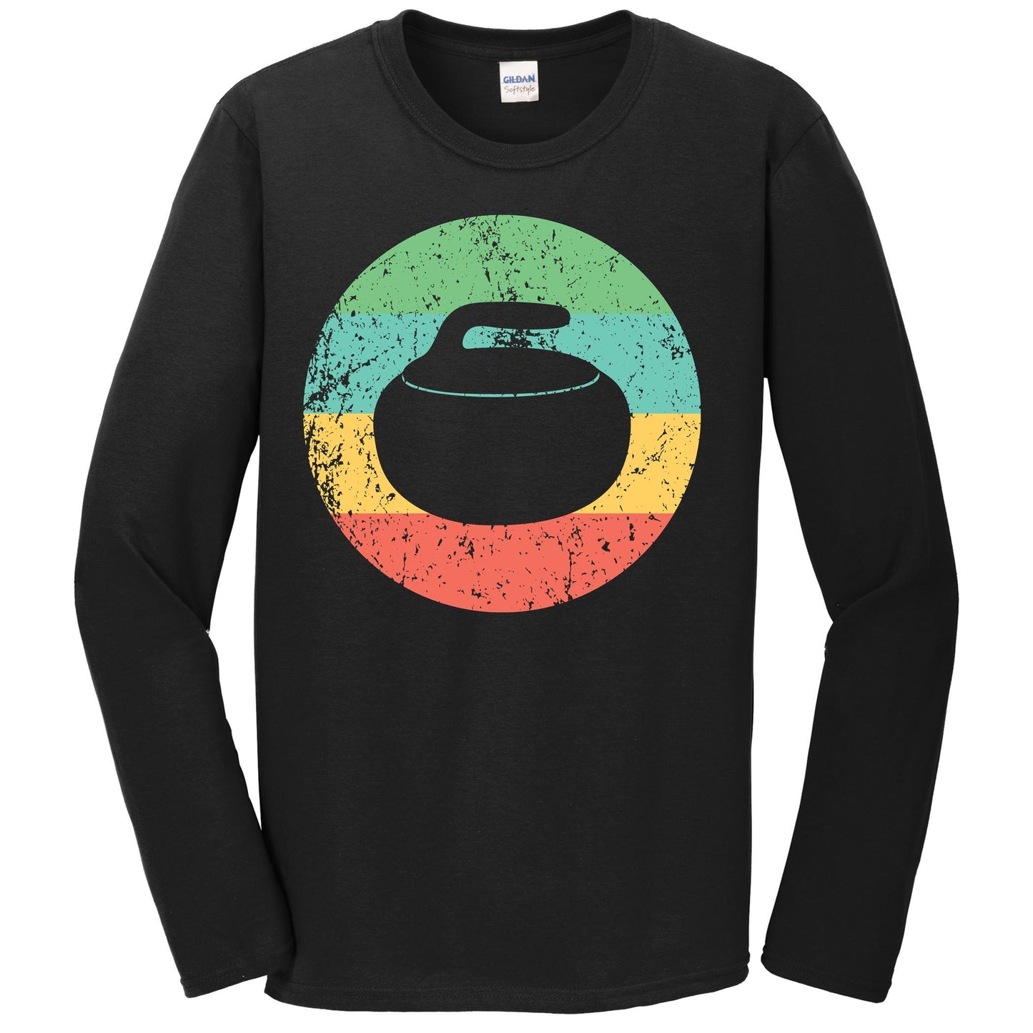 Curling Long Sleeve Shirt - Vintage Retro Curling Stone T-Shirt