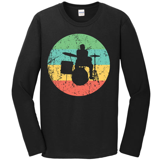 Drums Long Sleeve Shirt - Vintage Retro Music T-Shirt