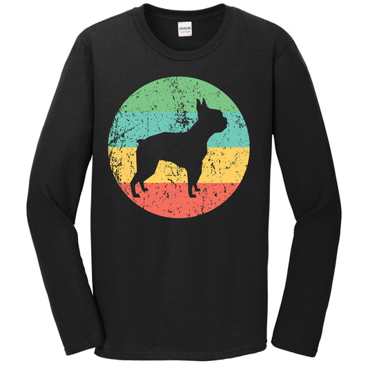 Boston Terrier Long Sleeve Shirt - Retro Boston Terrier Dog T-Shirt