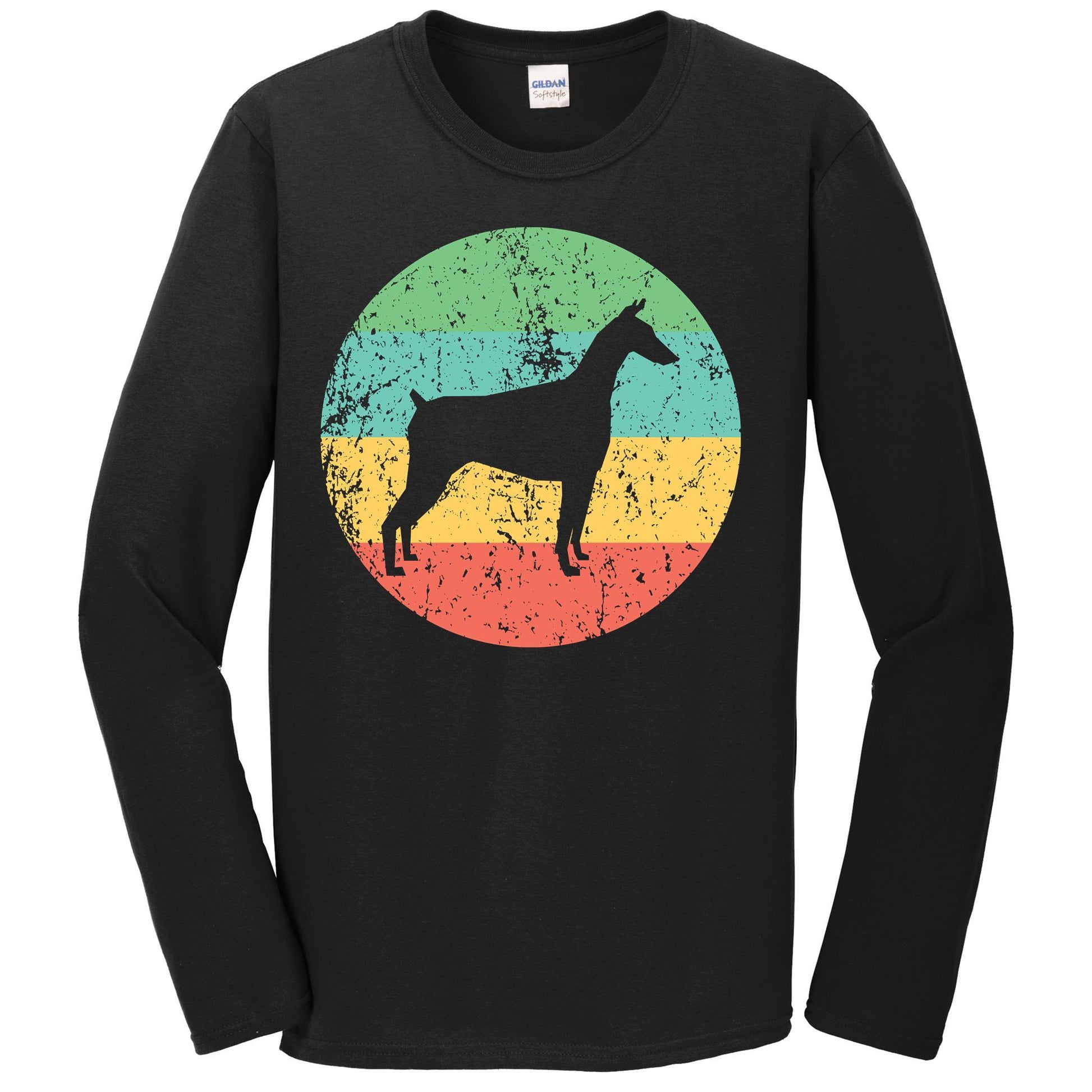 Doberman Long Sleeve Shirt - Vintage Retro Doberman Dog T-Shirt