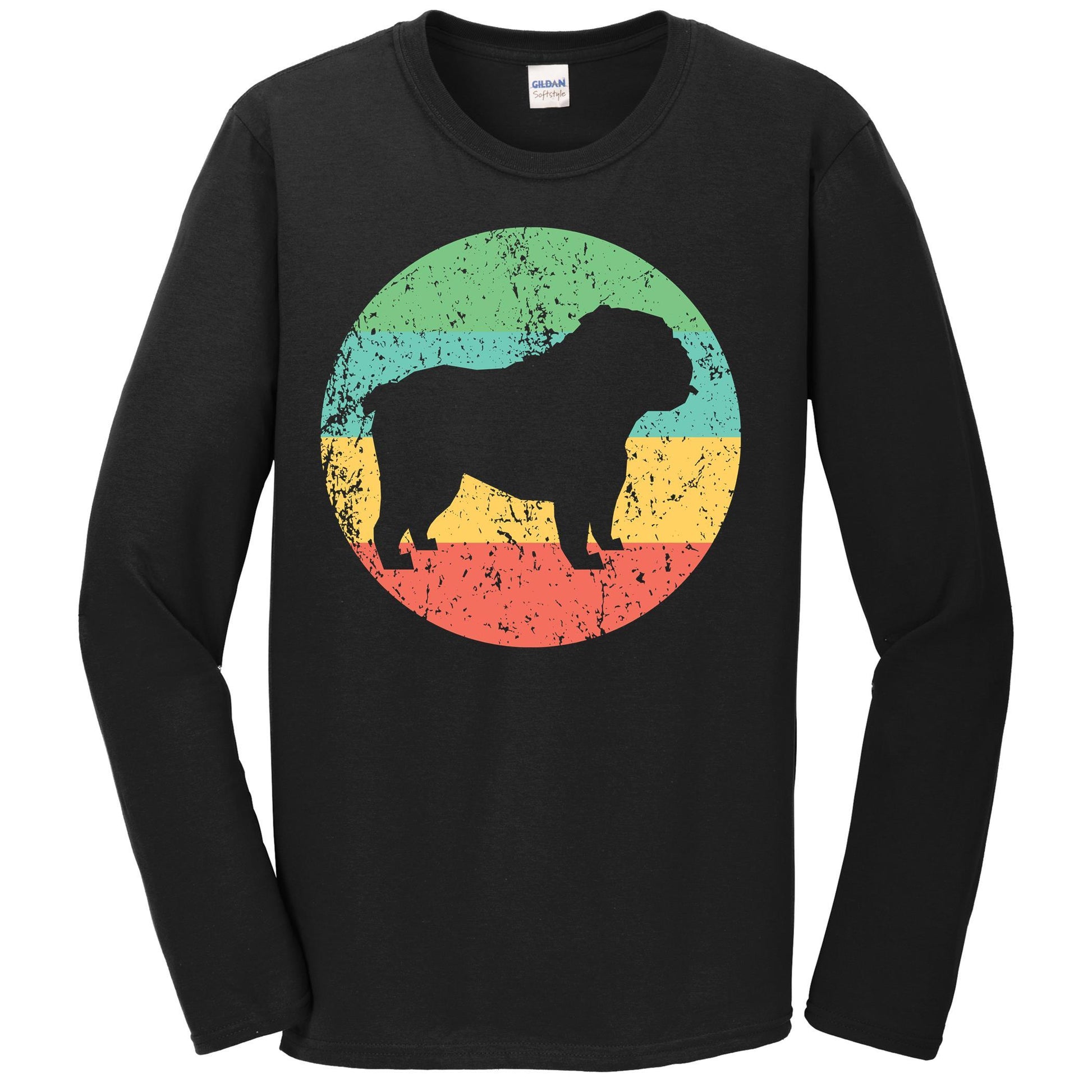 English Bulldog Long Sleeve Shirt - Retro English Bulldog Dog T-Shirt