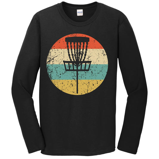 Disc Golf Long Sleeve Shirt - Retro Disc Golf Basket Icon T-Shirt
