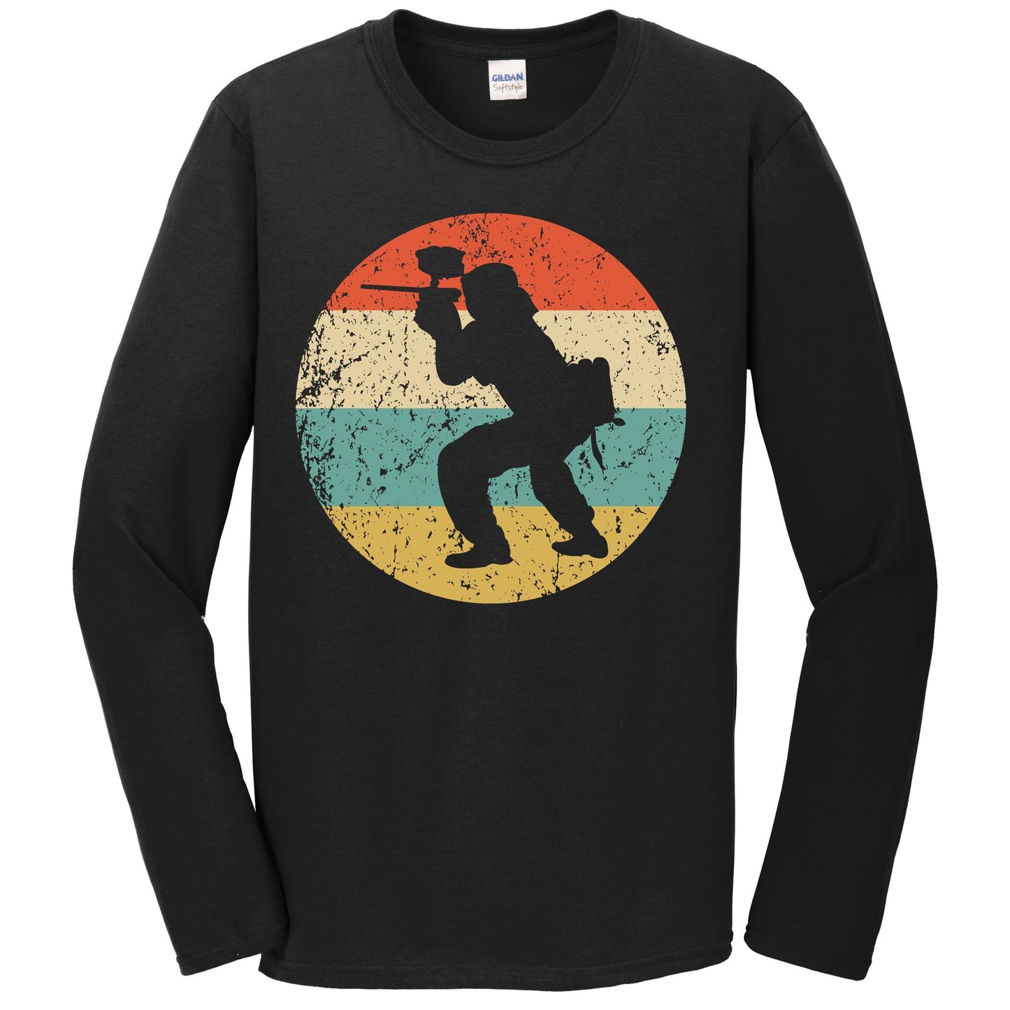 Paintball Long Sleeve Shirt - Retro Paintball Player Icon T-Shirt