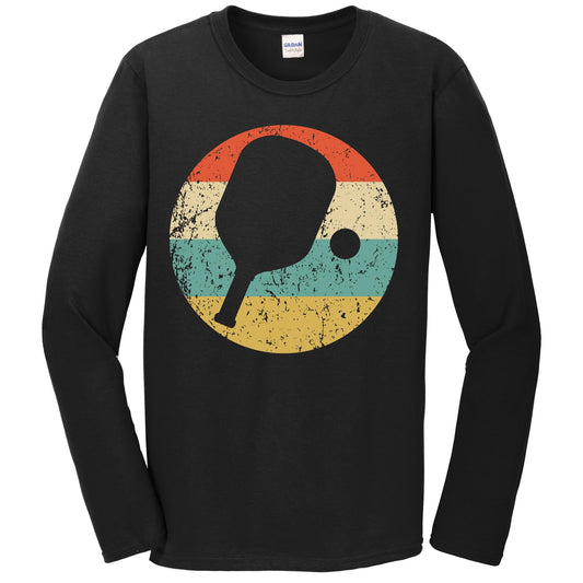 Pickleball Long Sleeve Shirt - Retro Pickleball Paddle Icon T-Shirt