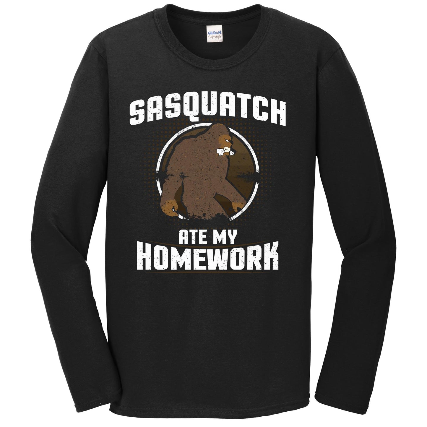 Sasquatch Ate My Homework Funny Bigfoot Long Sleeve T-Shirt