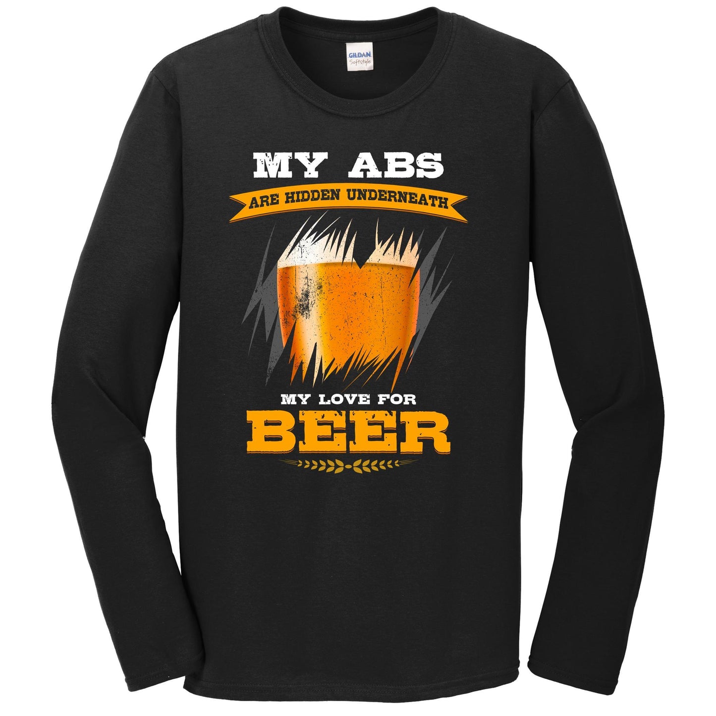 My Abs Are Hidden Underneath My Love For Beer Funny Long Sleeve T-Shirt