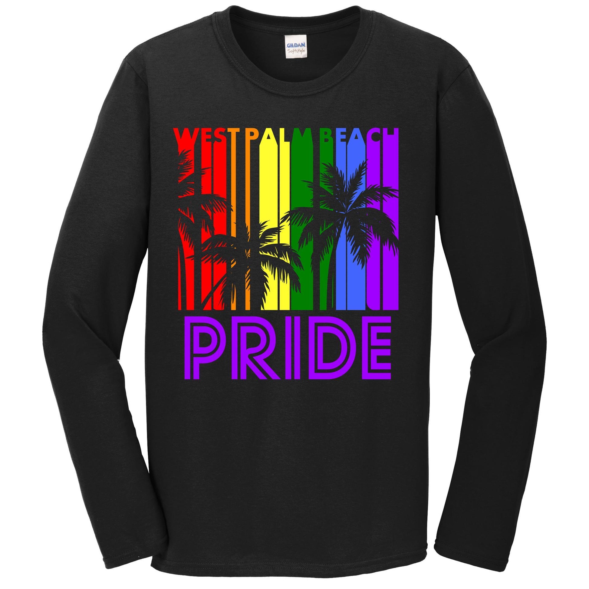 West Palm Beach Pride Gay Pride LGBTQ Rainbow Palm Trees Long Sleeve T-Shirt