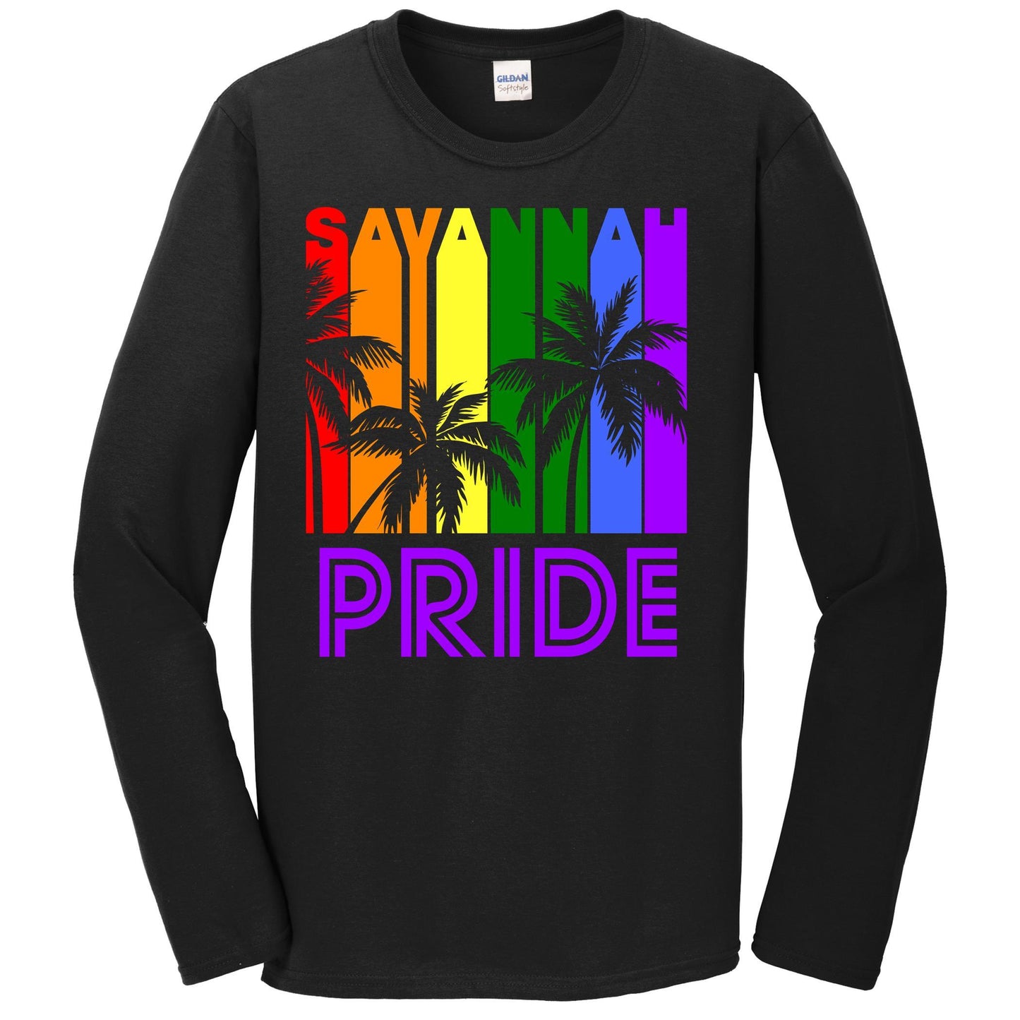 Savannah Pride Gay Pride LGBTQ Rainbow Palm Trees Long Sleeve T-Shirt