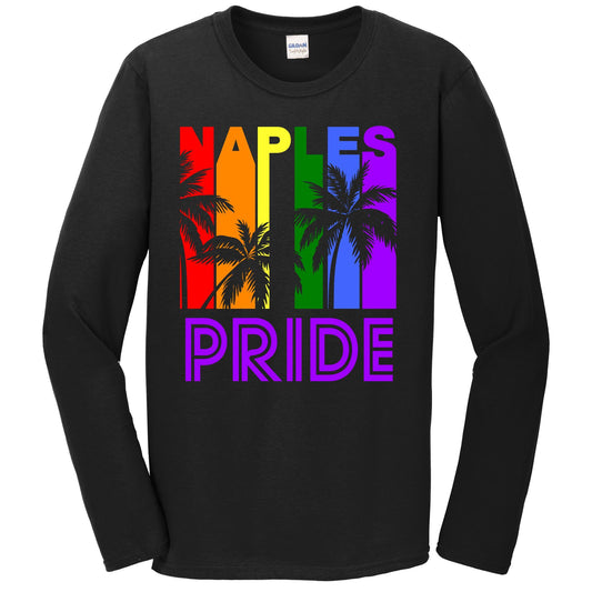 Naples Pride Gay Pride LGBTQ Rainbow Palm Trees Long Sleeve T-Shirt